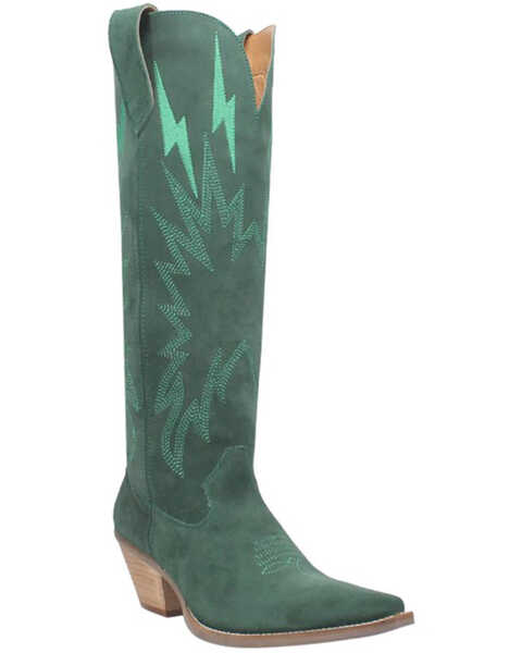 Image #1 - Dingo Women's Thunder Road Western Performance Boots - Pointed Toe, Green, hi-res