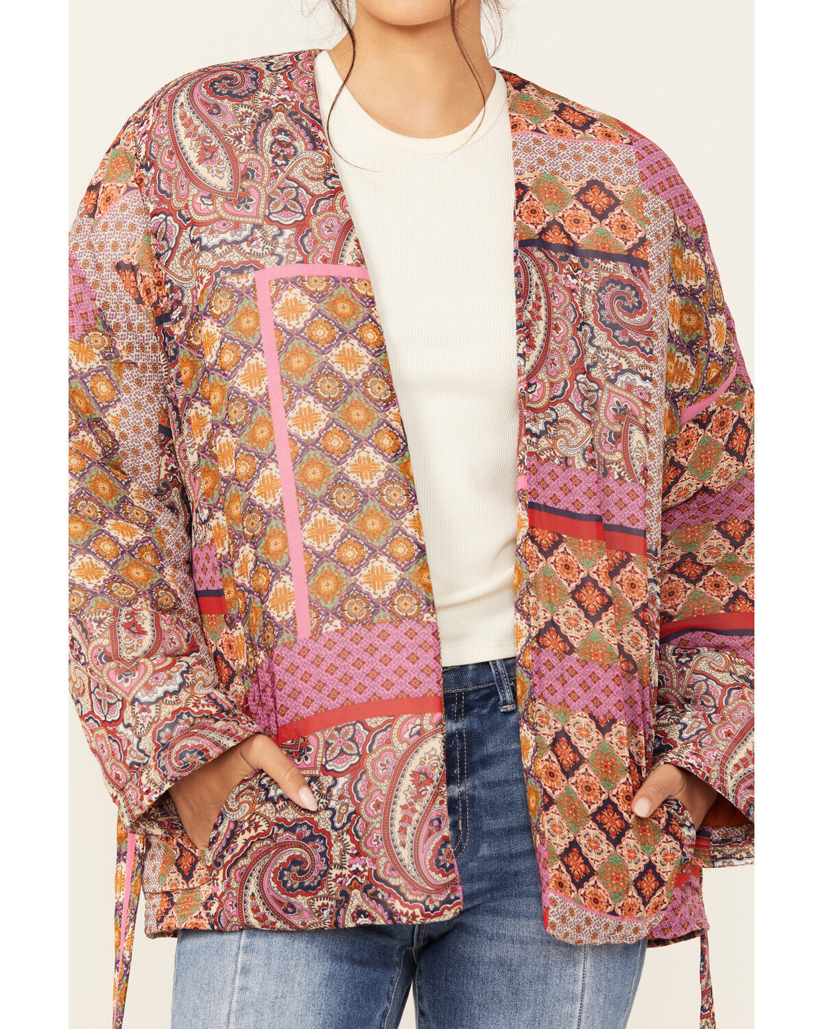 Image #3 - Molly Bracken Women's Livia Patchwork Shacket, Fuchsia, hi-res