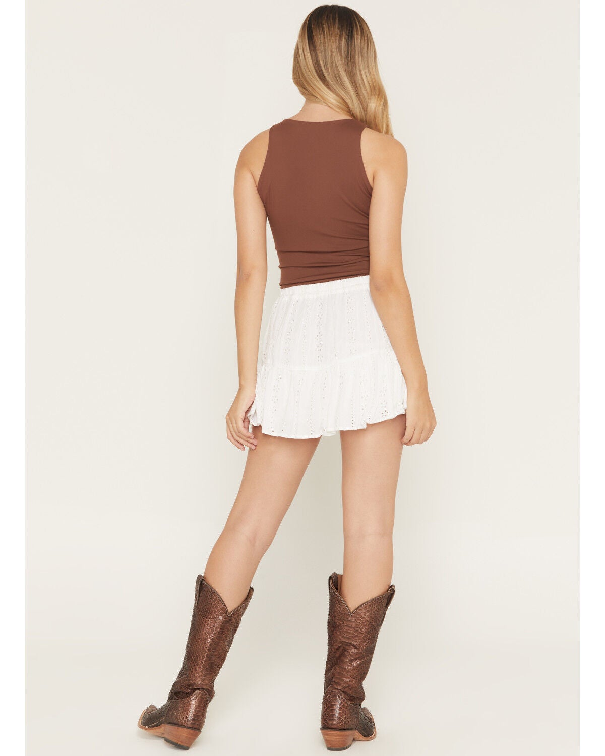 Image #3 - Angie Women's Eyelet Mini Skort, White, hi-res