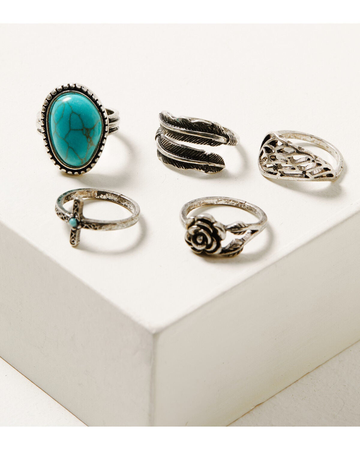 Shyanne Women's Canyon Sunset Turquoise Ring 5-Piece Set, Silver, hi-res