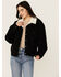 Image #1 - Levi's Women's 90's Corduroy Sherpa Lined Trucker Jacket, Black, hi-res