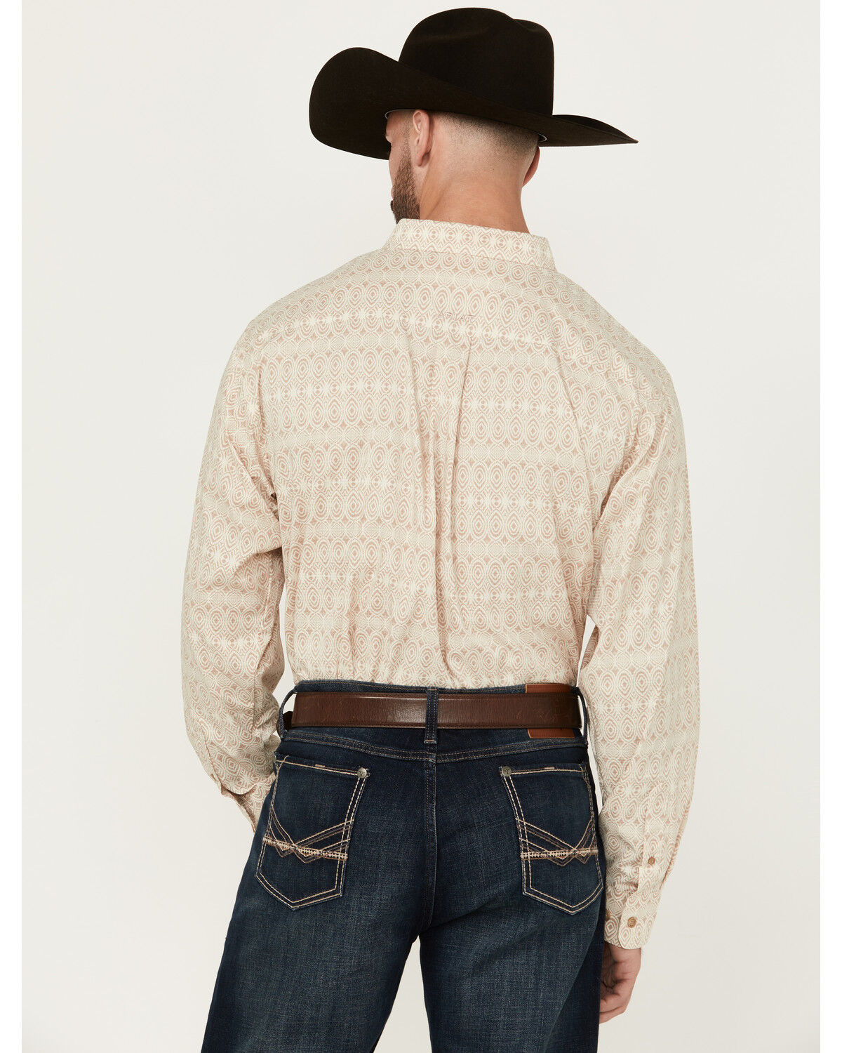 Image #4 - Ariat Men's 360 Airflow Geo Print Long Sleeve Button-Down Western Shirt, Beige, hi-res