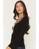 Image #2 - Originality Women's Solid Flared Long Sleeve Sweater, Black, hi-res