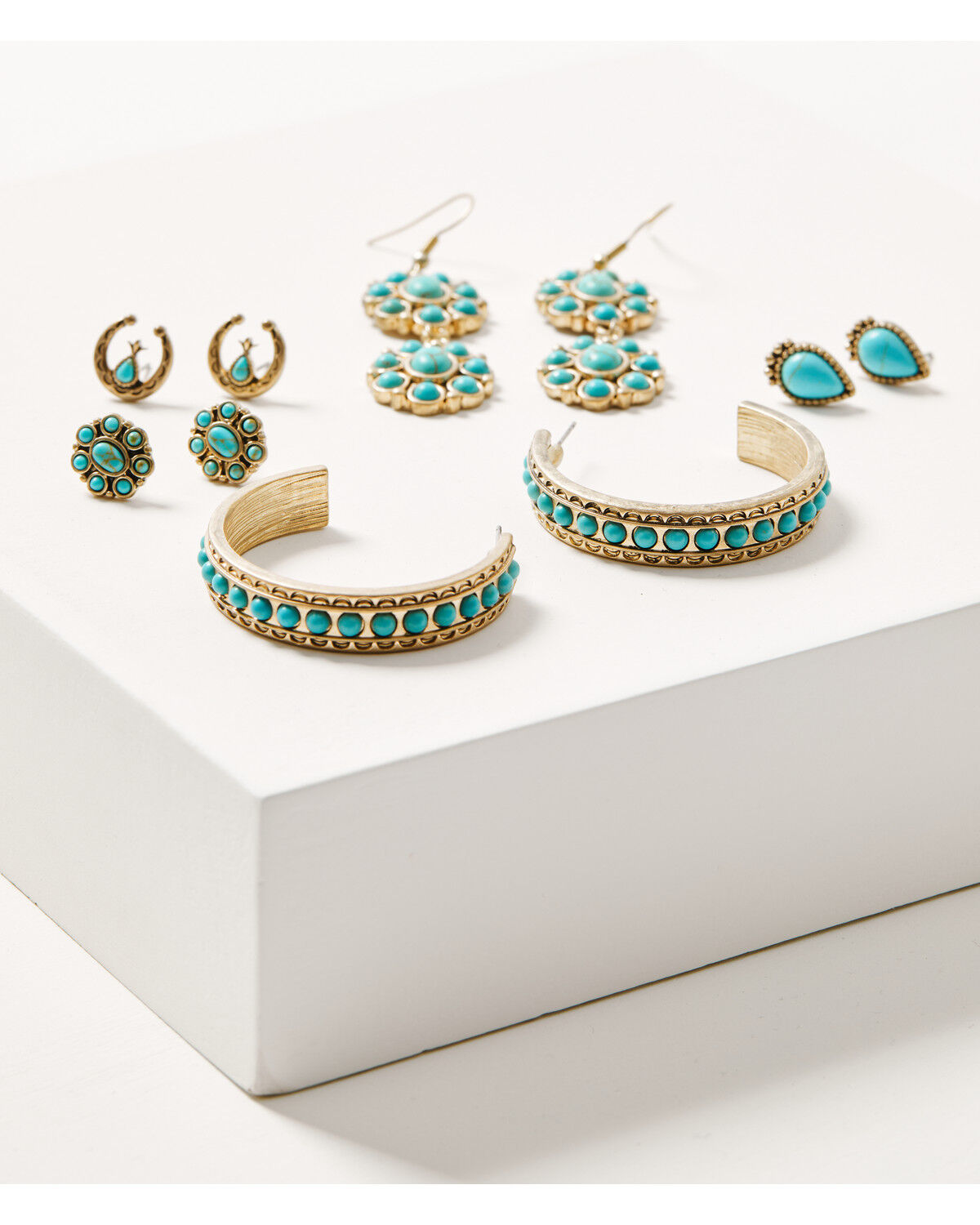 Image #1 - Shyanne Women's Summer Solstice Squash Blossom Earring Set - 5 Piece, Gold, hi-res