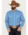 Image #1 - Roper Men's Amarillo Small Print Long Sleeve Button Down Stretch Western Shirt, Blue, hi-res