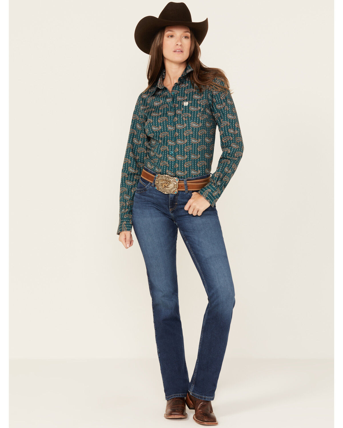 Image #1 - Wrangler Women's Q-Baby Dark Wash Mid Rise Bootcut Ultimate Riding Jeans, Dark Wash, hi-res