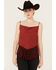 Image #1 - Rock & Roll Denim Women's Medallion Print Lurex Fringe Tank, Red, hi-res