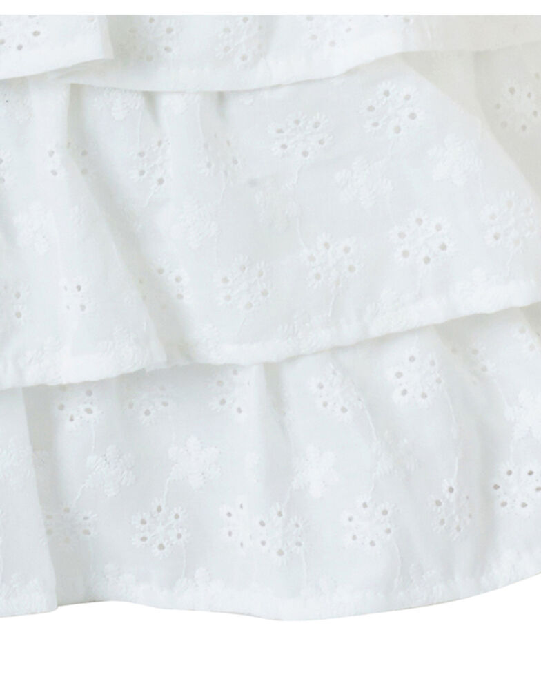 HiEnd Accents White Tiered Ruffled Eyelet Pillow, White, hi-res