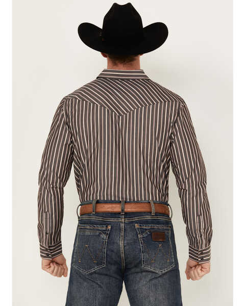Image #4 - Gibson Trading Co. Men's Salute Striped Long Sleeve Snap Western Shirt, Coffee, hi-res