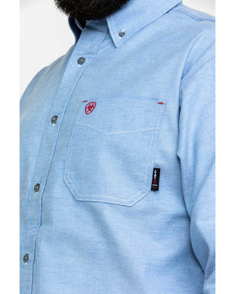 Image #3 - Ariat Men's FR Solid Durastretch Long Sleeve Work Shirt - Tall , Blue, hi-res