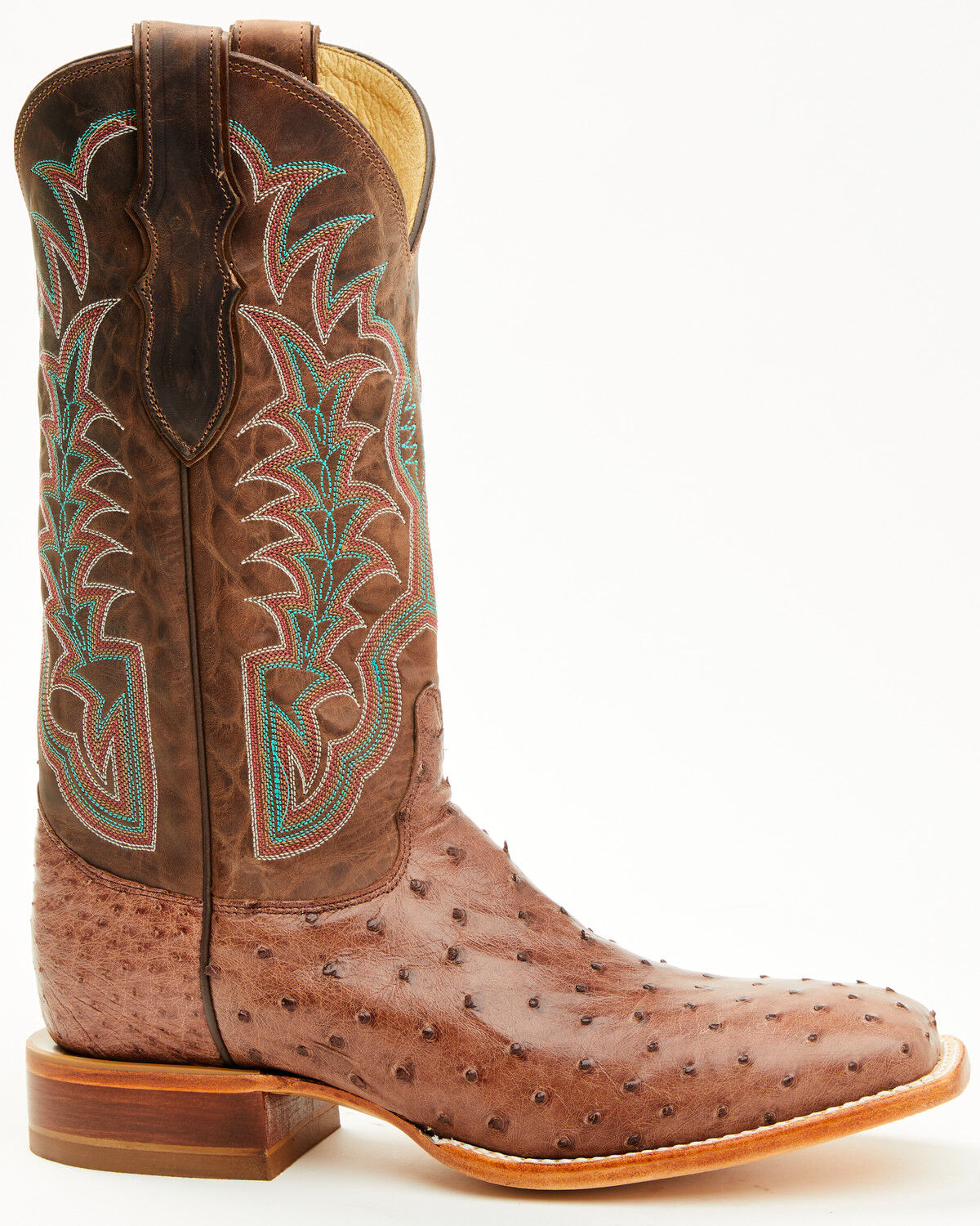 Image #2 - Justin Men's Chisolm Exotic Ostrich Western Boots - Broad Square Toe, Brown, hi-res