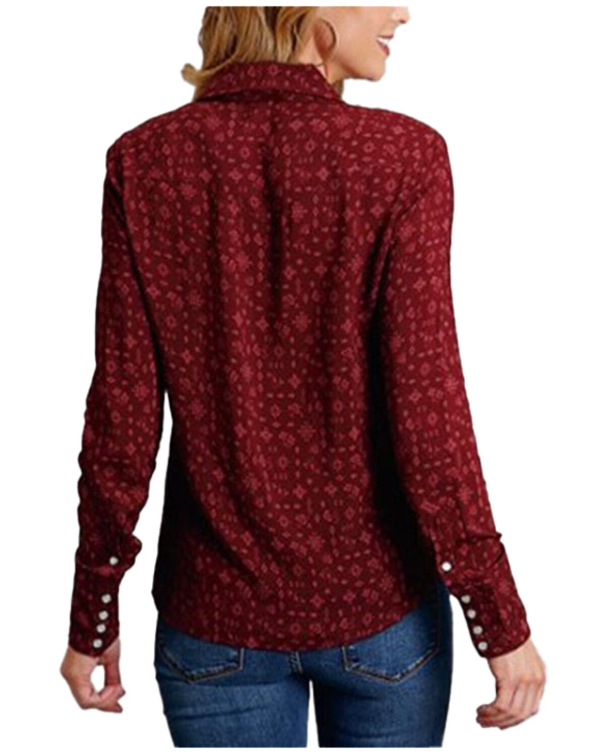 Image #2 - Stetson Women's Western Ditsy Printed Long Sleeve Snap Western Shirt, Wine, hi-res
