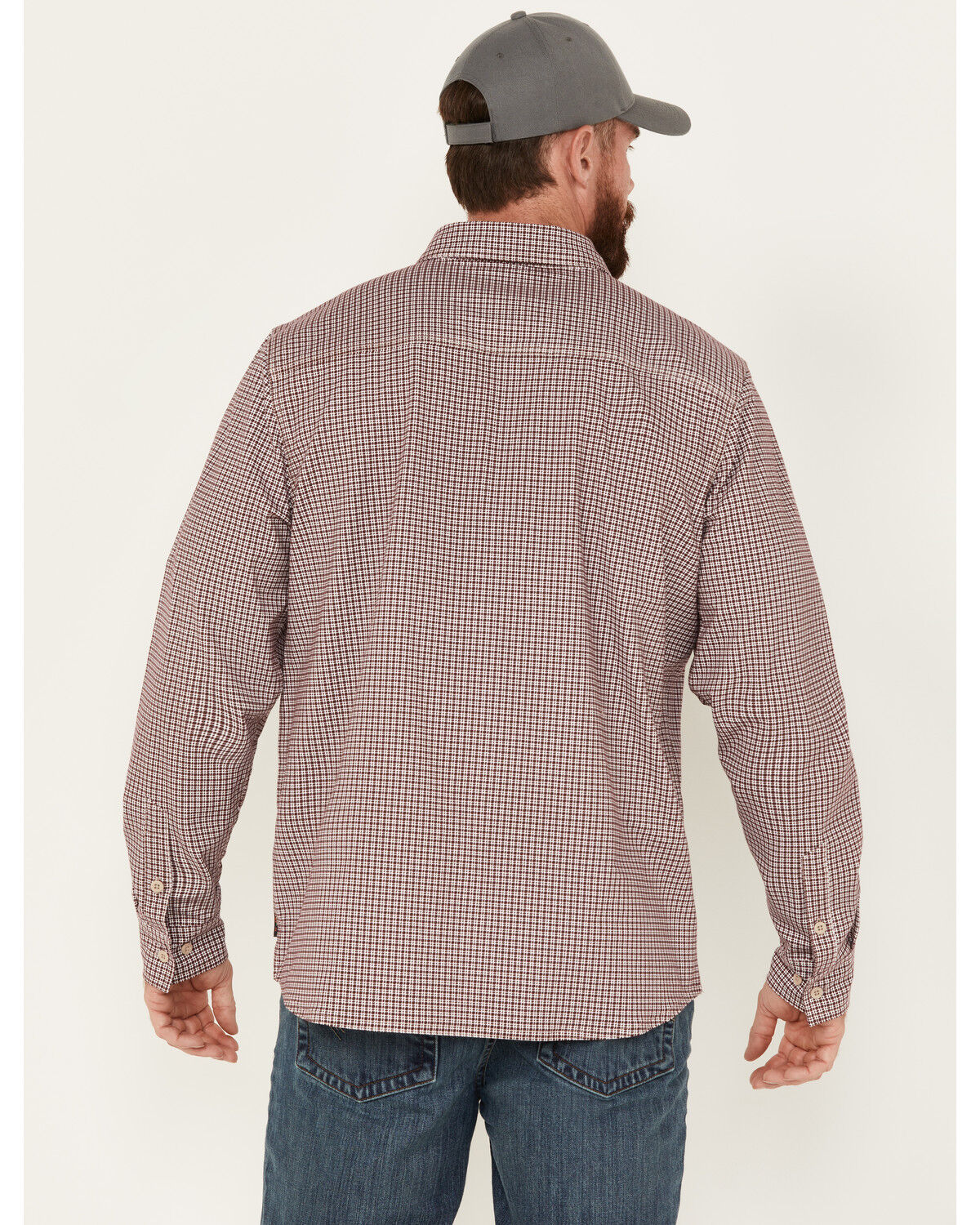 Image #4 - Hawx Men's FR Lightweight Printed Long Sleeve Button-Down Stretch Work Shirt, Red, hi-res
