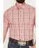 Image #3 - Resistol Men's Panama Plaid Print Short Sleeve Button Down Western Shirt, Pink, hi-res