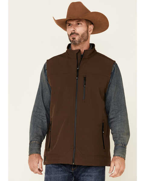Cody James Core Men's Bonded Wrightwood Zip-Front Softshell Vest - Big & Tall , Brown, hi-res