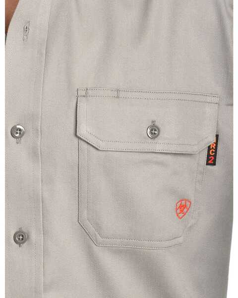 Ariat Men's FR Solid Long Sleeve Button Down Work Shirt, Silver, hi-res