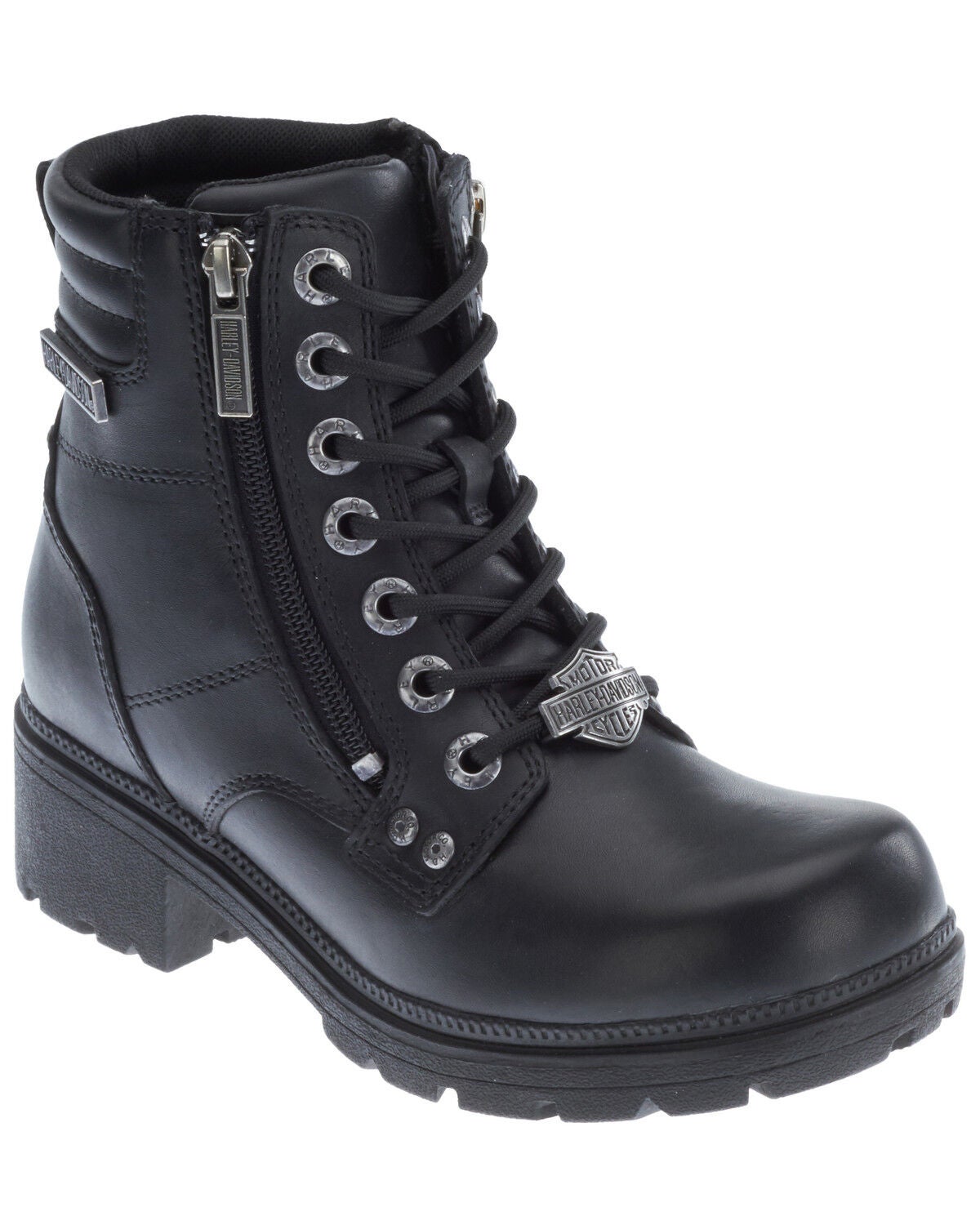 Harley Davidson Women's Inman Hills Moto Boots - Round Toe, Black, hi-res