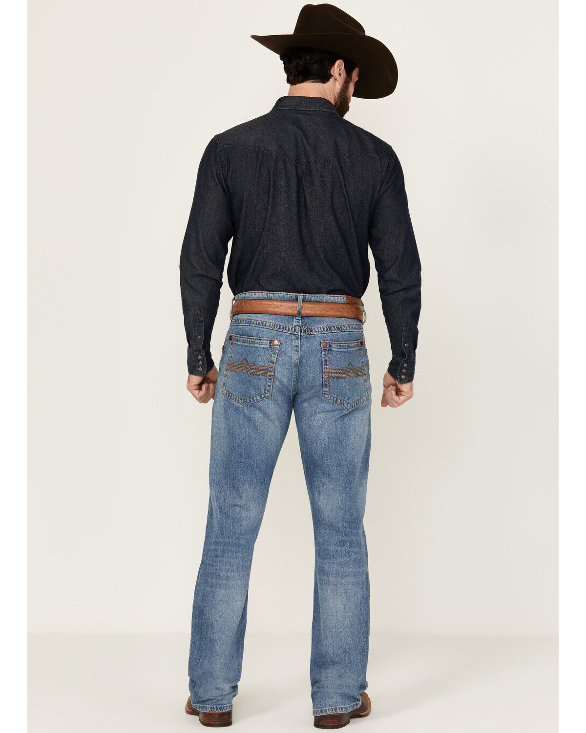 Image #3 - Rock 47 by Wrangler Men's Pine Springs Light Wash Slim Bootcut Stretch Denim Jeans, Light Wash, hi-res