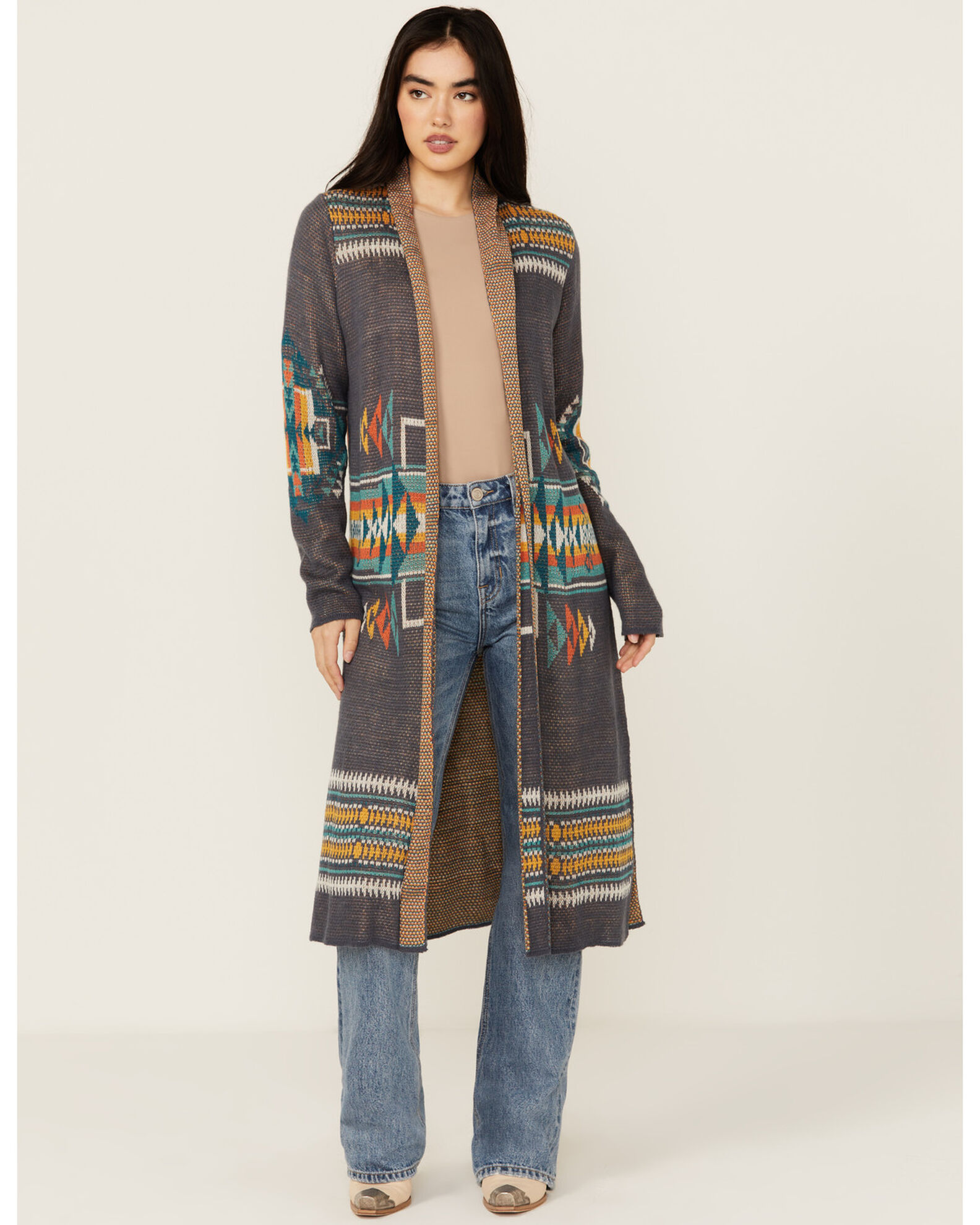 Printed duster cardigan sale