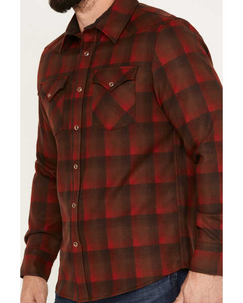 Image #3 - Pendleton Men's Canyon Ombre Plaid Long Sleeve Western Snap Shirt, Red, hi-res