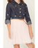 Image #3 - Sugar California Girls' Floral Embroidered Long Sleeve Button-Down Denim Tutu Dress, Multi, hi-res