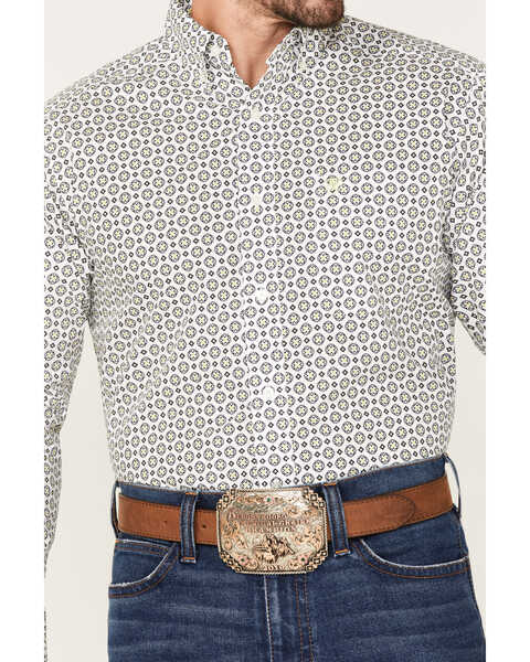 Image #3 - Ariat Men's Beaumont Geo Print Button-Down Western Shirt , White, hi-res
