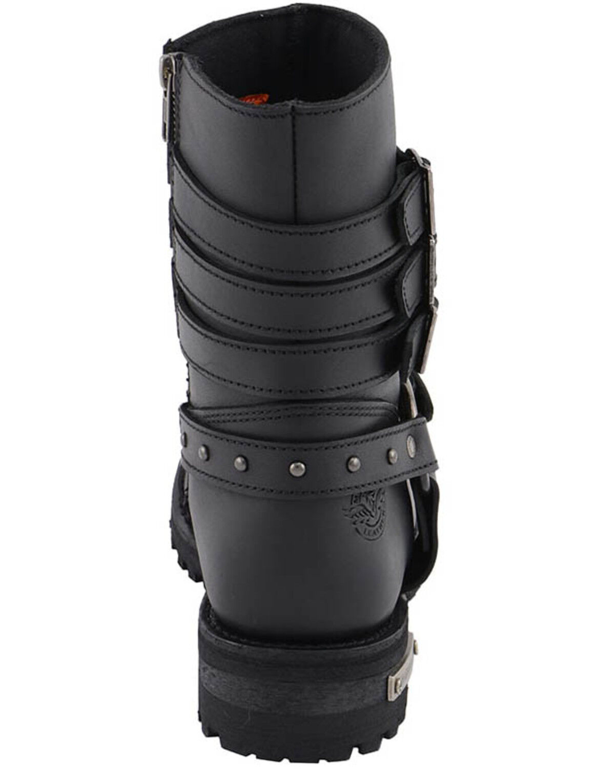 Image #4 - Milwaukee Leather Women's Triple Buckle Harness Moto Boots - Round Toe, Black, hi-res