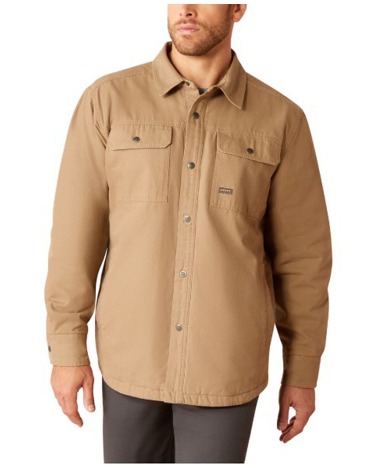 Image #1 - Ariat Men's Rebar Canvas Long Sleeve Snap Shirt Jacket, Beige, hi-res