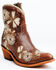 Image #1 - Liberty Black Women's Loren Floral Embroidered Western Fashion Booties - Round Toe, Brown, hi-res