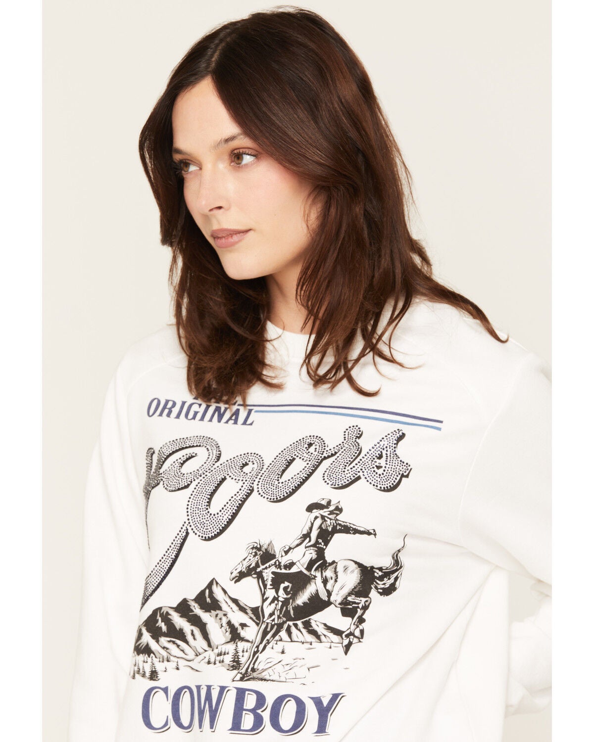 Image #2 - Coors Women's Rhinestone Logo Crew Neck Sweatshirt, White, hi-res