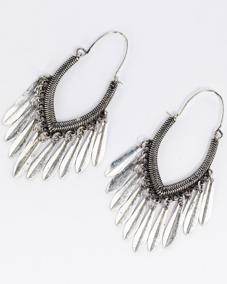 Idyllwind Women's Rodeo Rebel Fringe Hoop Earrings, Silver, hi-res