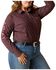 Image #1 - Ariat Women's Ancestry Print Team Kirby Long Sleeve Button-Down Western Shirt - Plus , Maroon, hi-res