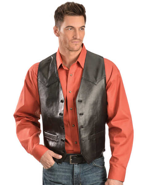 Scully Lamb Leather Vest - Big, Black, hi-res
