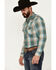 Image #2 - Pendleton Men's Frontier Plaid Print Long Sleeve Snap Western Shirt, Teal, hi-res