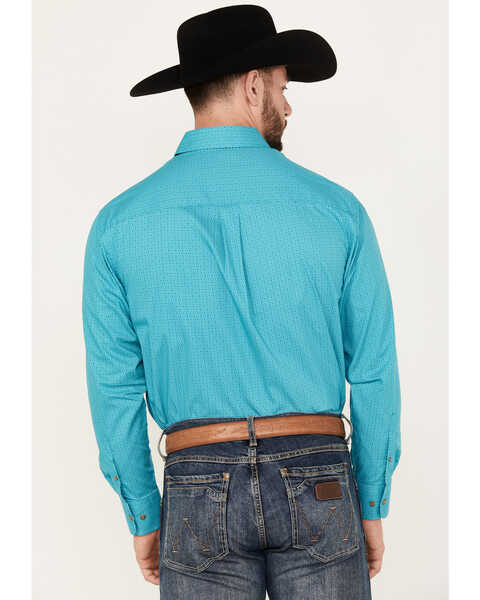 Image #4 - George Strait by Wrangler Men's Geo Print Long Sleeve Button-Down Western Shirt, Turquoise, hi-res