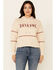 Shyanne Women's Tan & White Embroidered Logo Crop Hoodie , Tan, hi-res