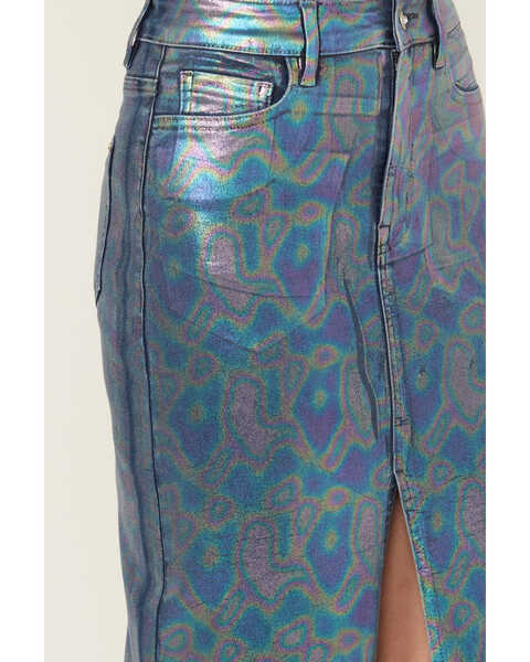 Image #2 - Vibrant Denim Women's Iridescent Maxi Skirt , Blue, hi-res