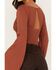 Image #3 - Shyanne Women's Embroidered Mesh Dot Poet Sleeve Crop Top, Brown, hi-res