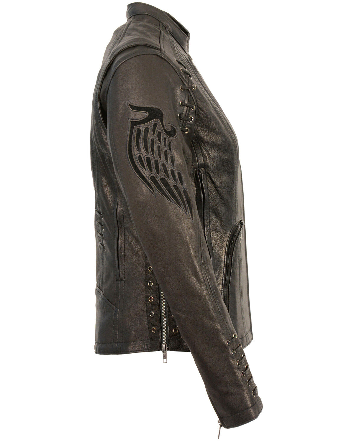 Image #2 - Milwaukee Leather Women's Lightweight Scuba Racer Leather Jacket, Black, hi-res