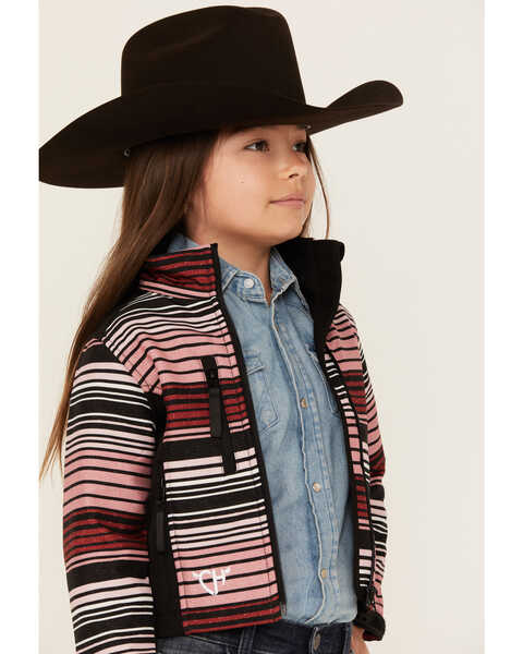 Image #2 - Cowgirl Hardware Girls' Desert Serape Striped Poly Shell Jacket , Pink, hi-res