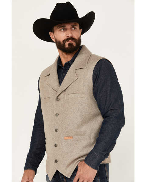 Image #2 - Powder River Outfitters by Panhandle Men's Wool Button-Down Vest, Beige, hi-res