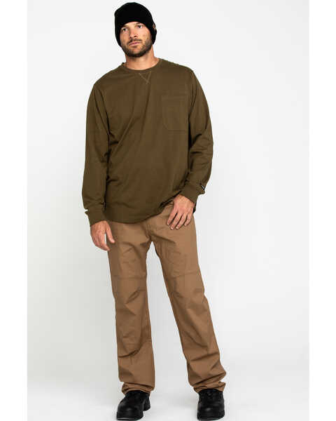 Image #6 - Hawx Men's Olive Long Sleeve Work Pocket T-Shirt - Tall , Olive, hi-res