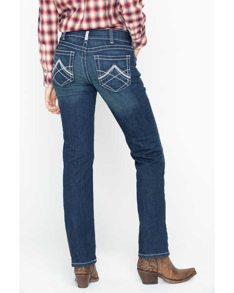 Image #3 - Ariat Women's R.E.A.L. Mid Rise Icon Stackable Straight Leg Jeans, Indigo, hi-res