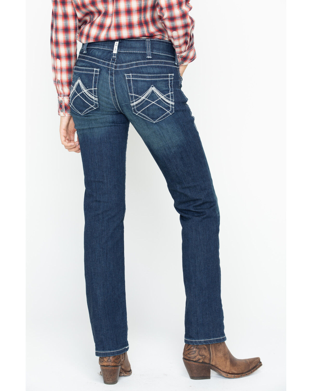 Image #3 - Ariat Women's Mid Rise Icon Stackable Straight Leg Jeans, Indigo, hi-res