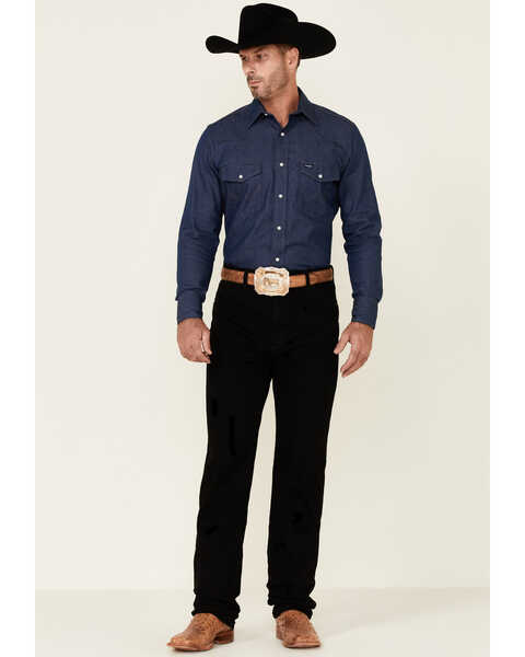 Image #1 - Wrangler Men's 13MWZ Cowboy Cut Original Fit Prewashed Denim Jeans, Shadow Black, hi-res