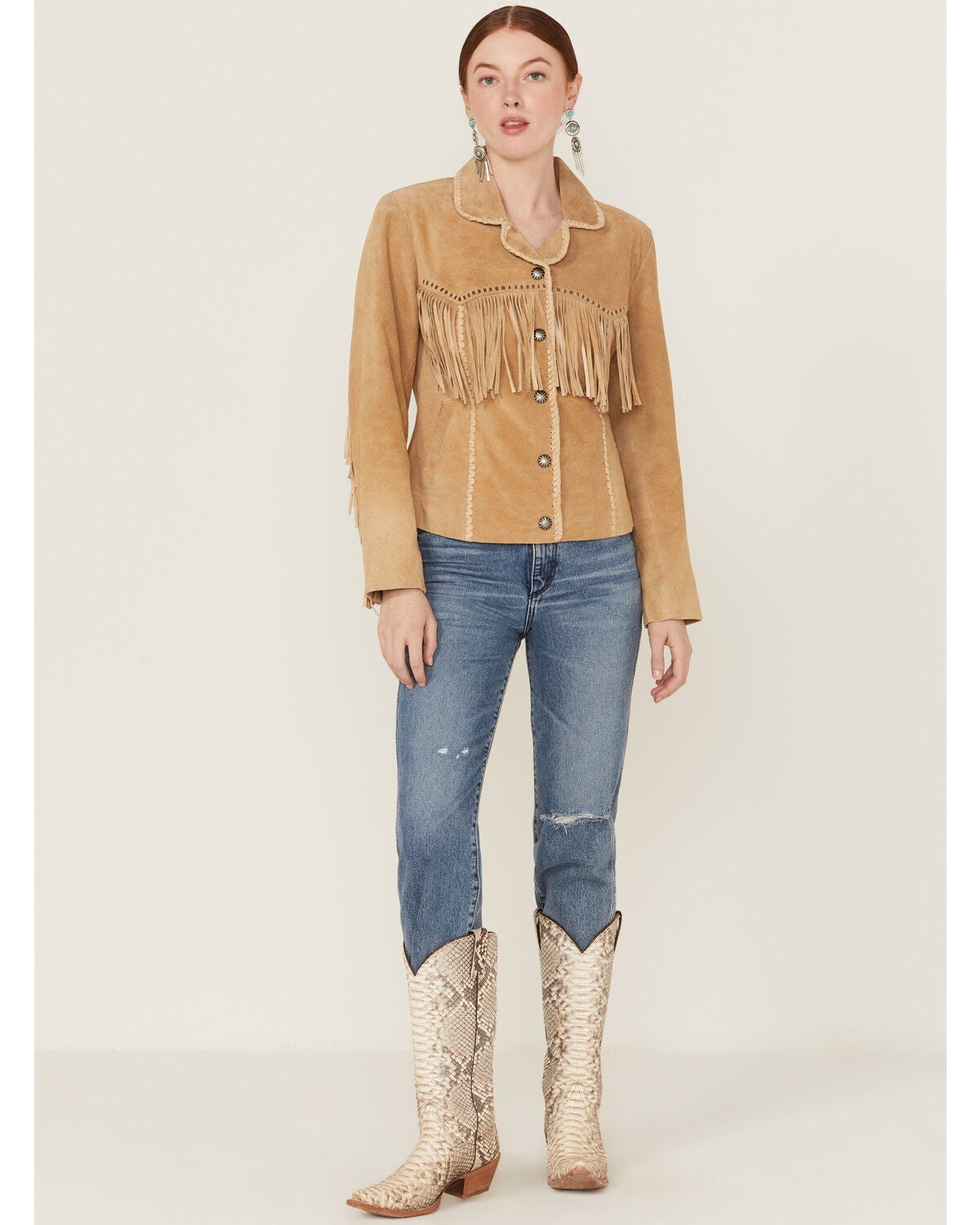 Image #5 - Scully Women's Suede Snap Fringe Jacket, Tan, hi-res