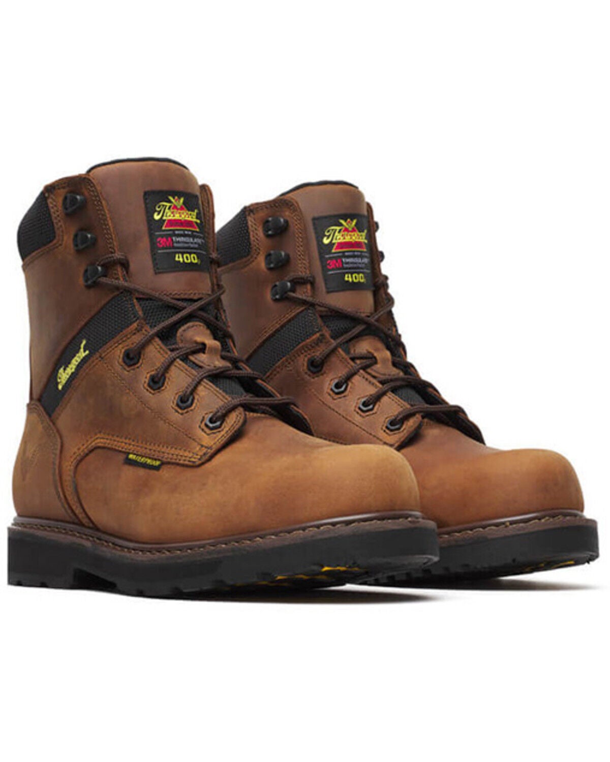 Thorogood Men's 8" Jobsite Series Waterproof Insulated Work Boots - Composite Toe, Brown, hi-res