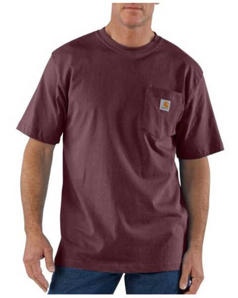Carhartt Men's Loose Fit Heavyweight Logo Pocket Work T-Shirt, Purple, hi-res