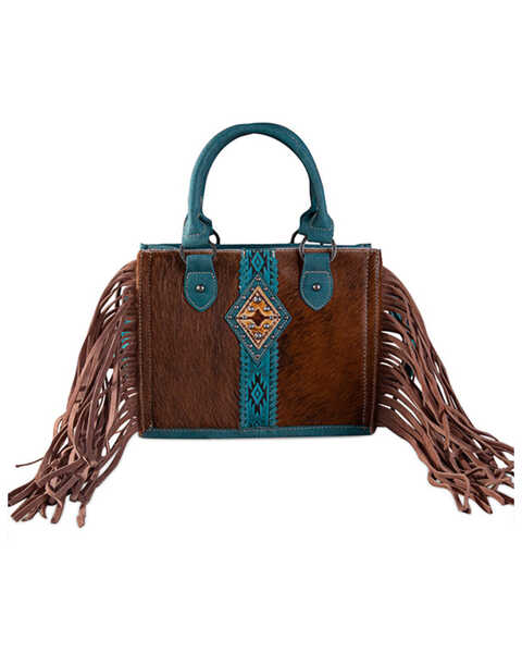 Image #2 - Trinity Ranch Women's Concealed Carry Cowhide Crossbody Bag, Turquoise, hi-res