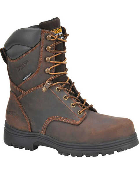 Image #1 - Carolina Men's 8" Waterproof Insulated Work Boots - Steel Toe, Dark Brown, hi-res
